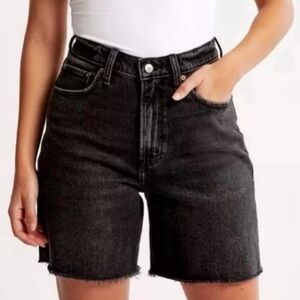 Abercrombie Dad High Rise Denim Shorts Washed Black - Size 25/0